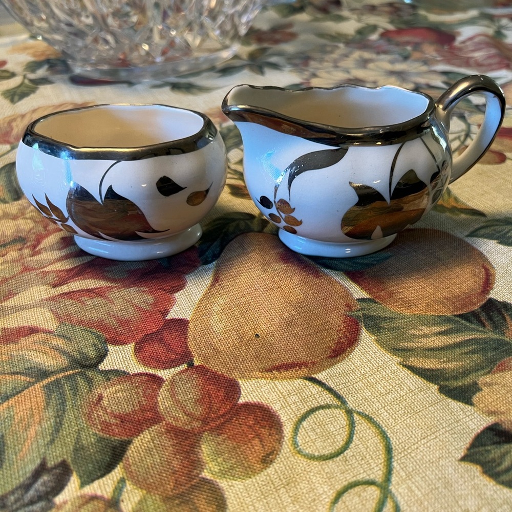 Vintage Cream and Sugar Set with Floral Design